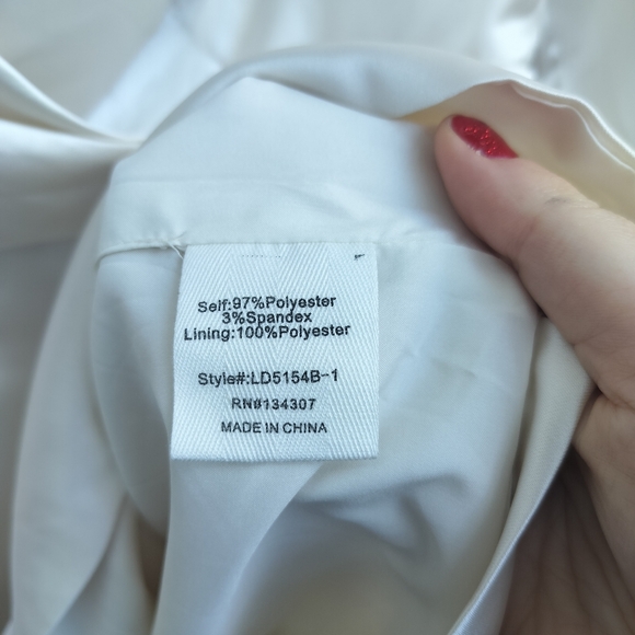 NWT Line and Dot Elegant Off White Satin Ruched Shirt Dress Size Large - Picture 7 of 9